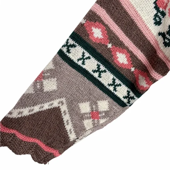 Cottagecore Coquette Floral Fair Isle Vintage Knit Sweater Romantic - Picture 7 of 10